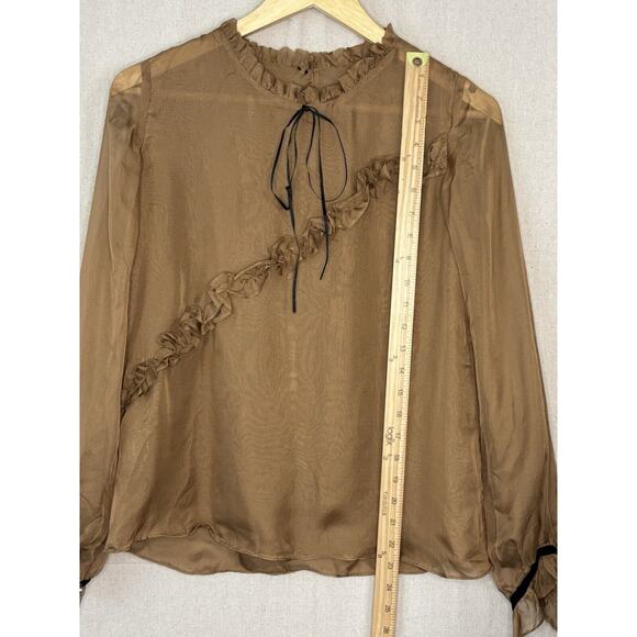 Huong Boutique Blouse Tiered Skirt Set‎ Women Small Brown Black Dainty Academia - Picture 4 of 12